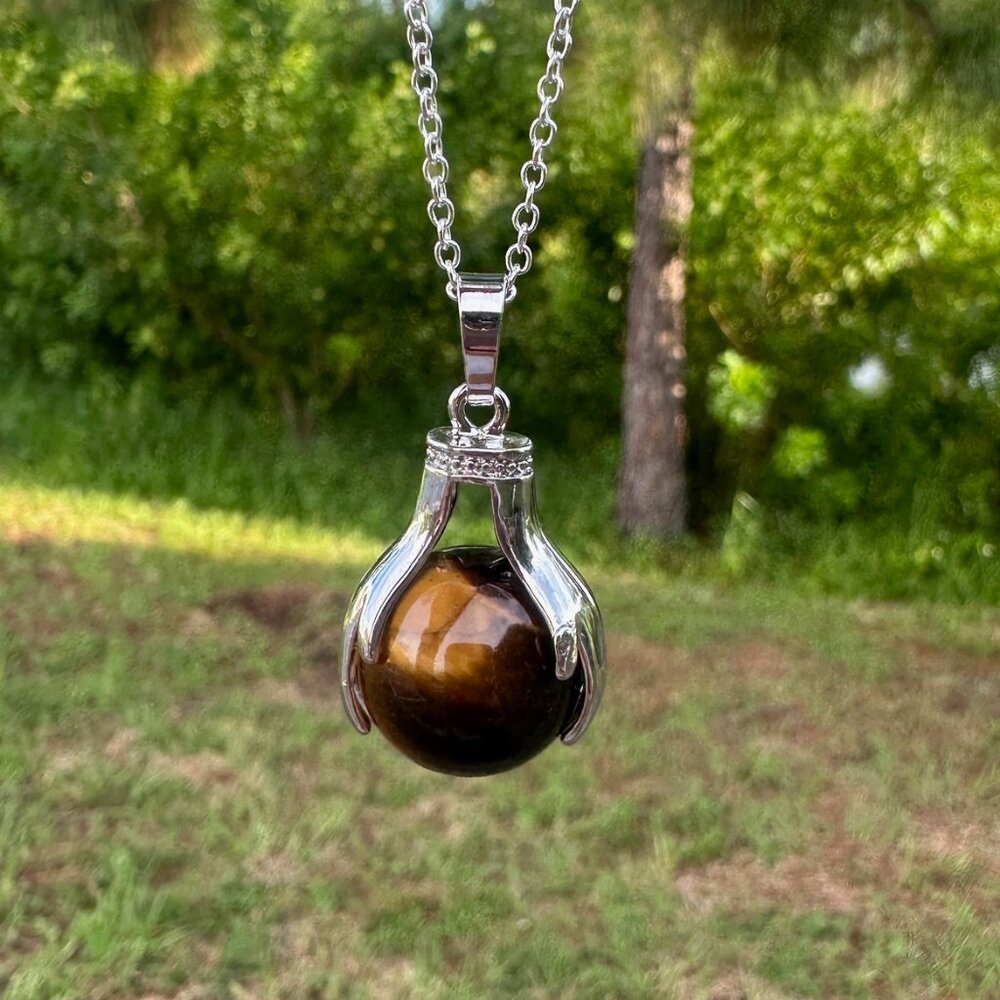 NEW Tiger Eye Hands Pendant Necklace